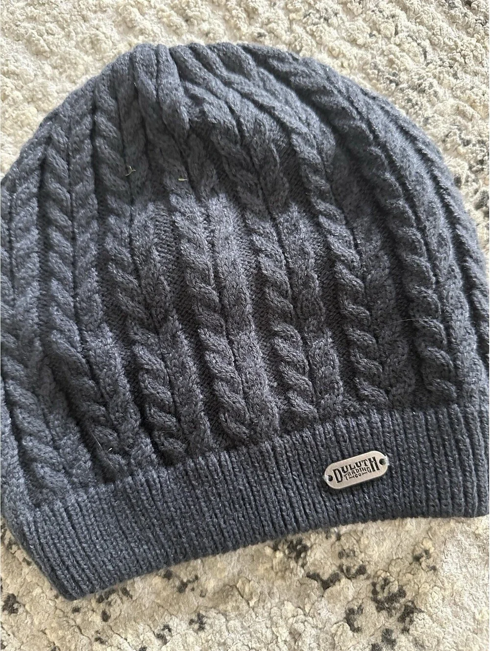 Duluth Trading Co Men's Gray Cable-Knit Beanie Hat One Size Winter Style